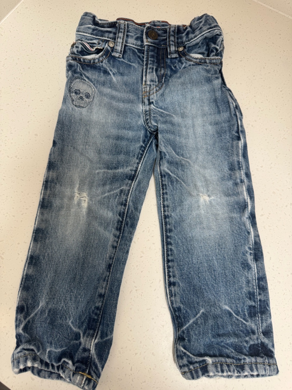GAP Boys' Blue Distressed Straight-Leg Jeans